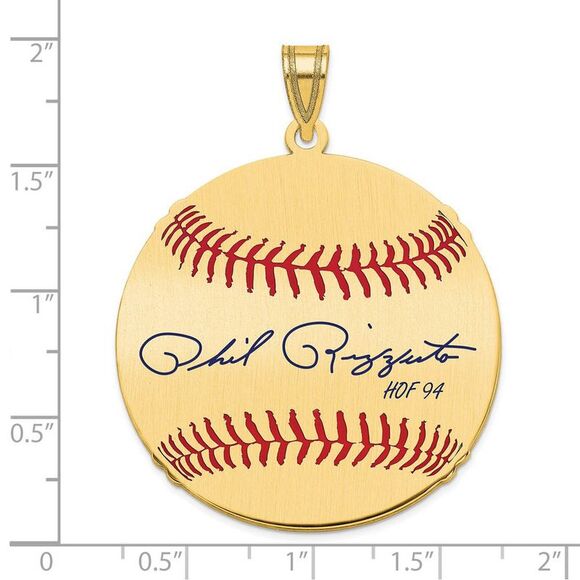 14K Gold Plated Phil Rizzuto Signature LG Enamel Baseball Pendant
